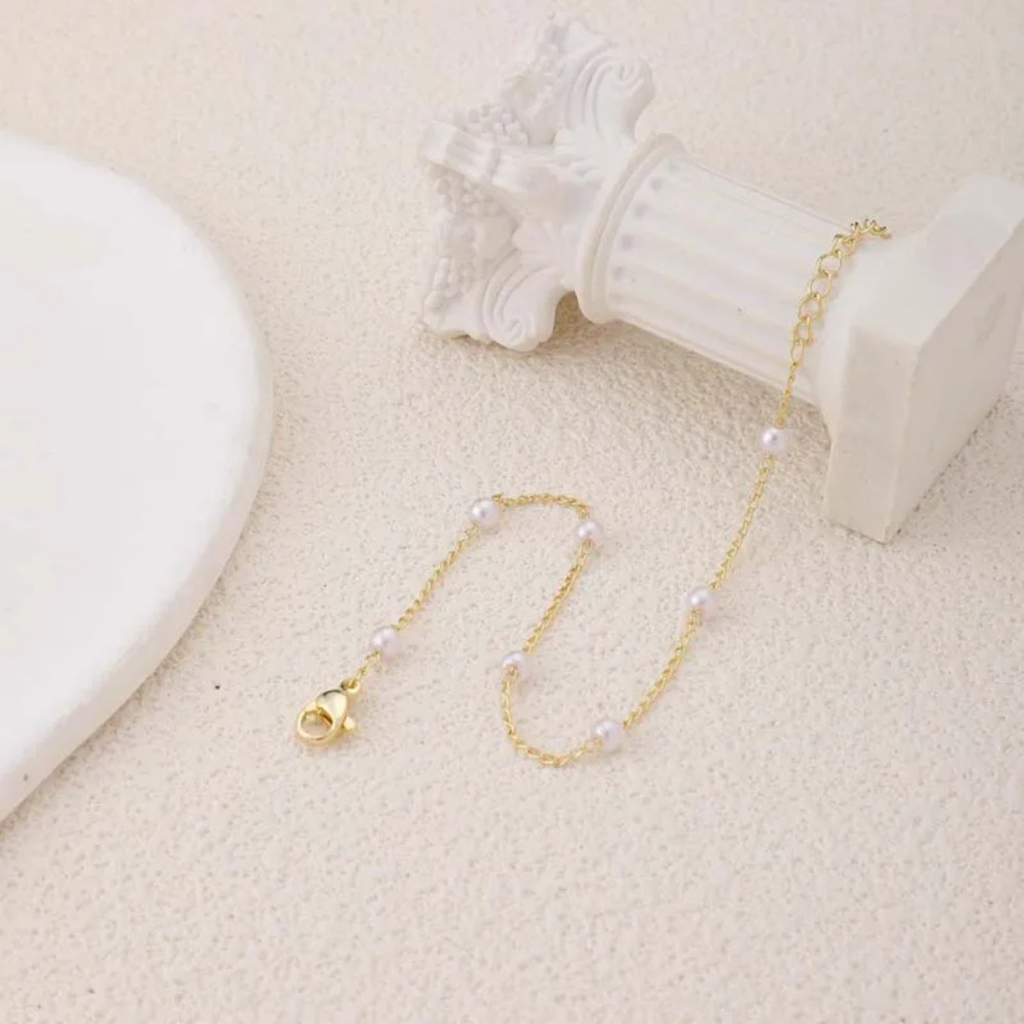 Pearl Chain Bracelets |Gold Plated