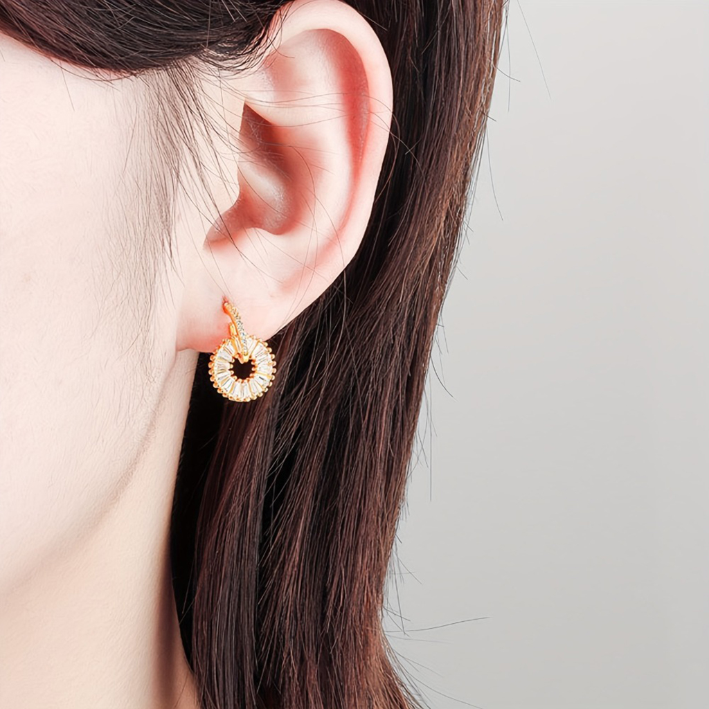 Cubic Synthetic Zircon Earrings |Gold Plated