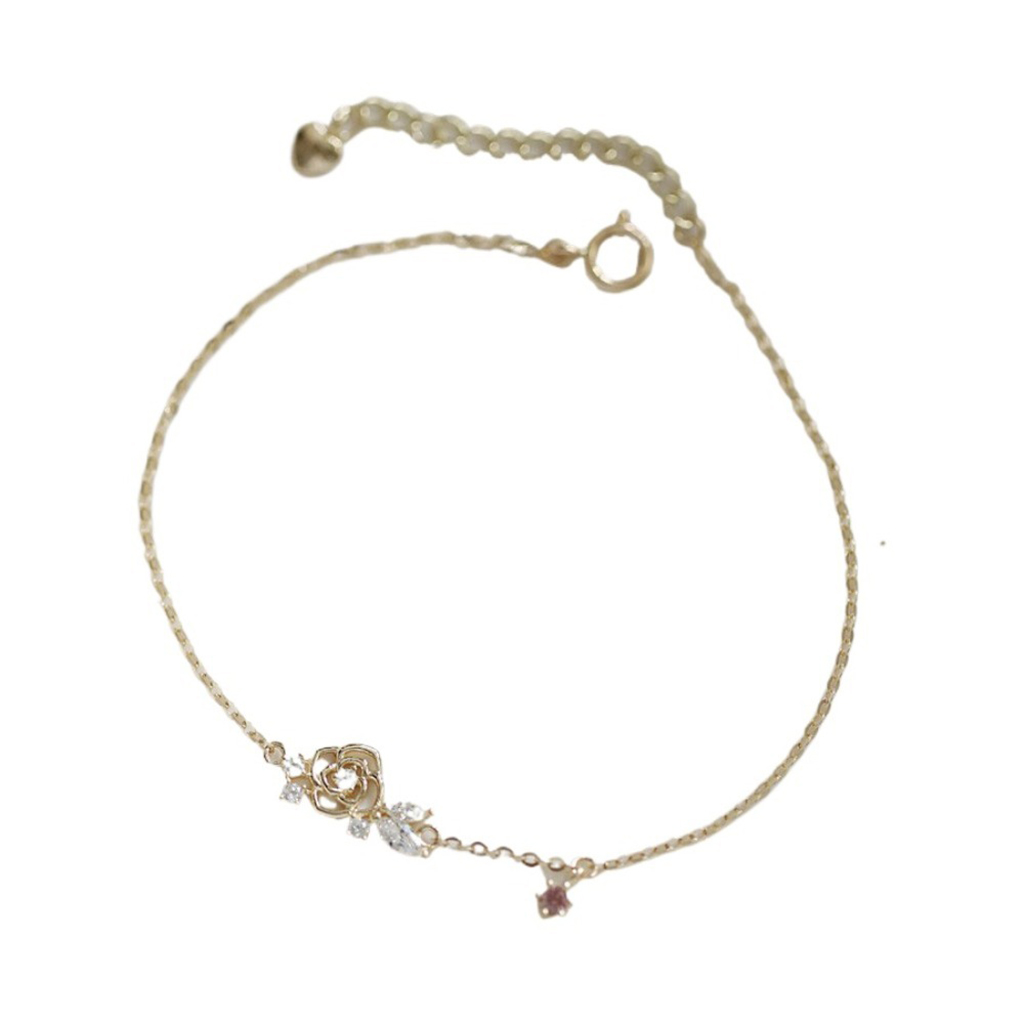 Zircon Flower Bracelet |Gold Plated