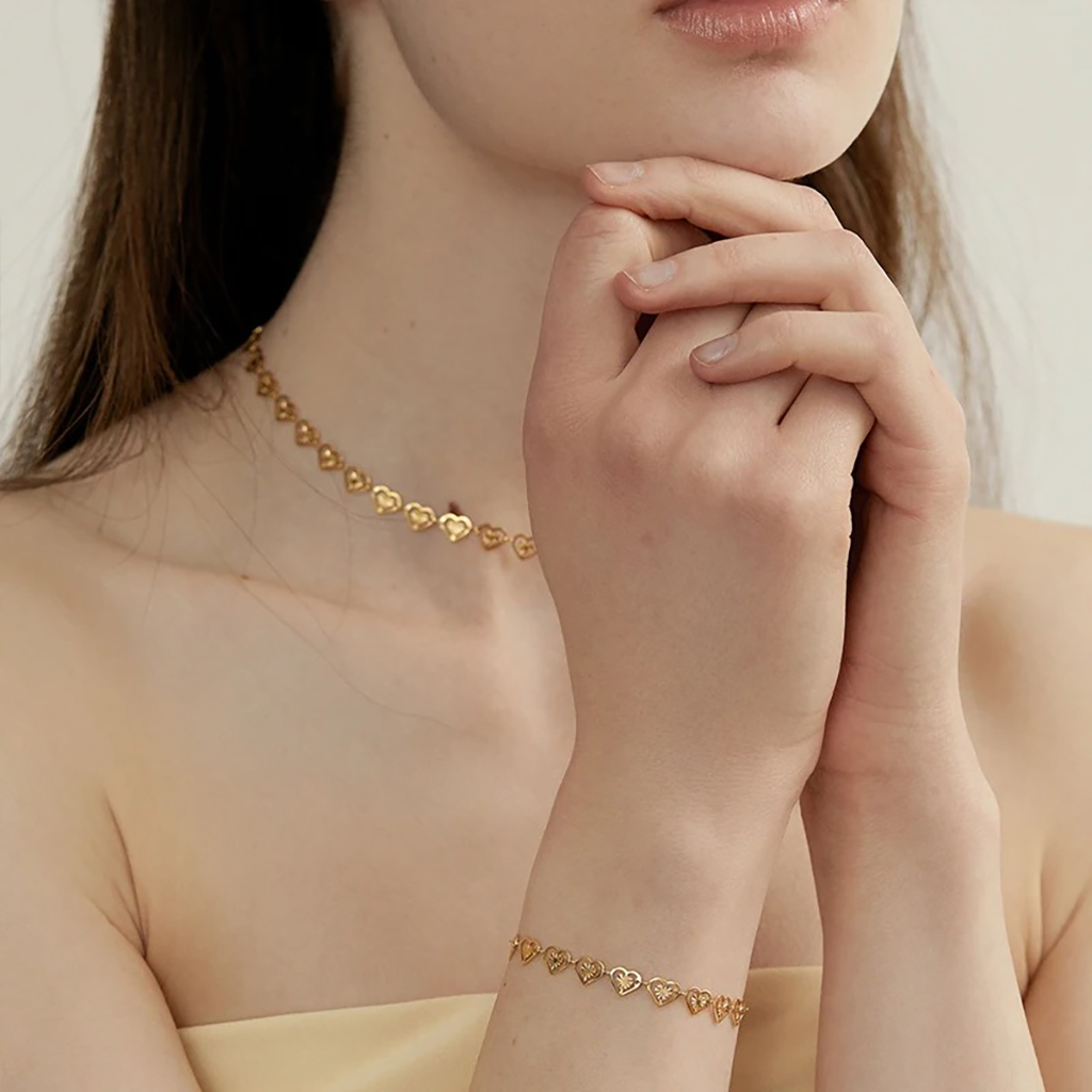 Plated Hollow Heart Bracelets |Gold Plated - Image 7