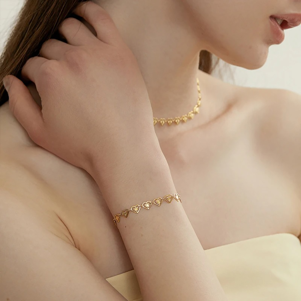 Plated Hollow Heart Bracelets |Gold Plated - Image 4