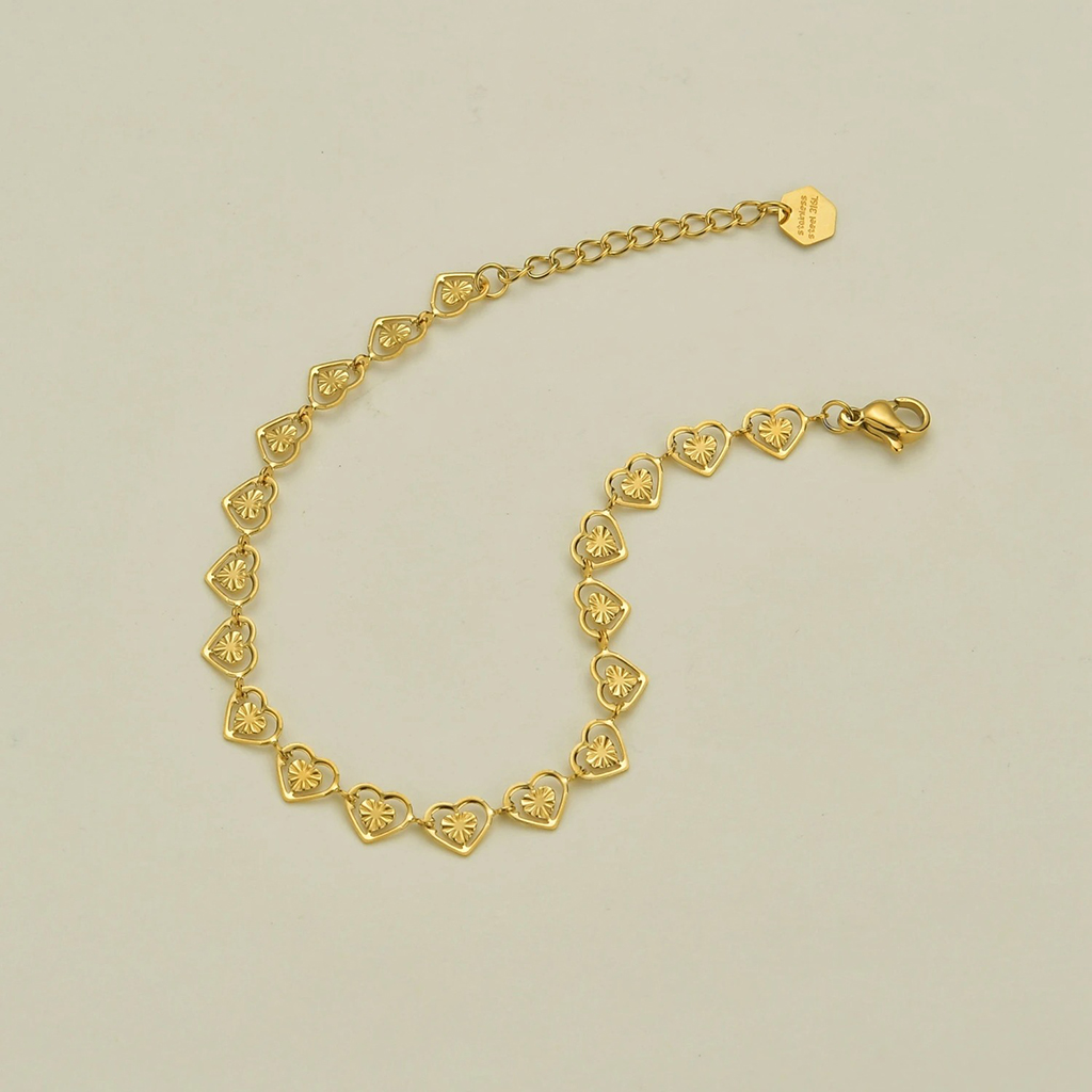 Plated Hollow Heart Bracelets |Gold Plated - Image 3