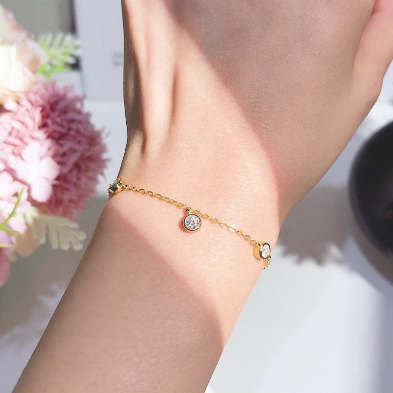Elegant 4mm Moissanite Bracelets |Glod Plated