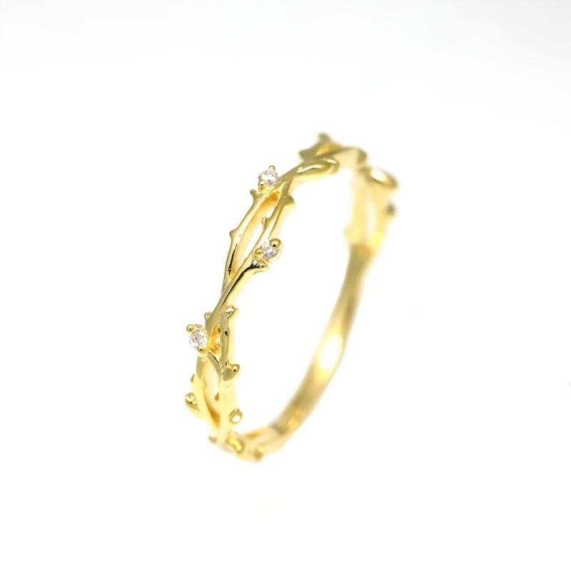 Elegant French Corolla Zirconia Ring |Goden Plated