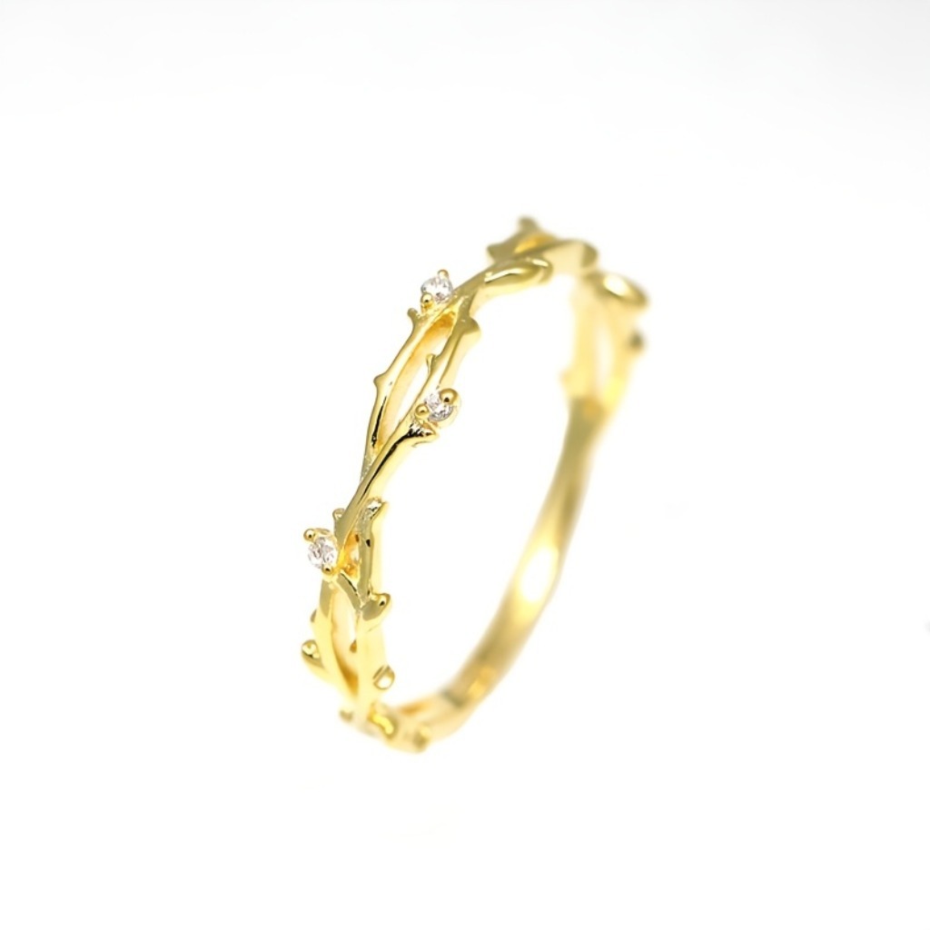 Elegant French Corolla Zirconia Ring |Goden Plated