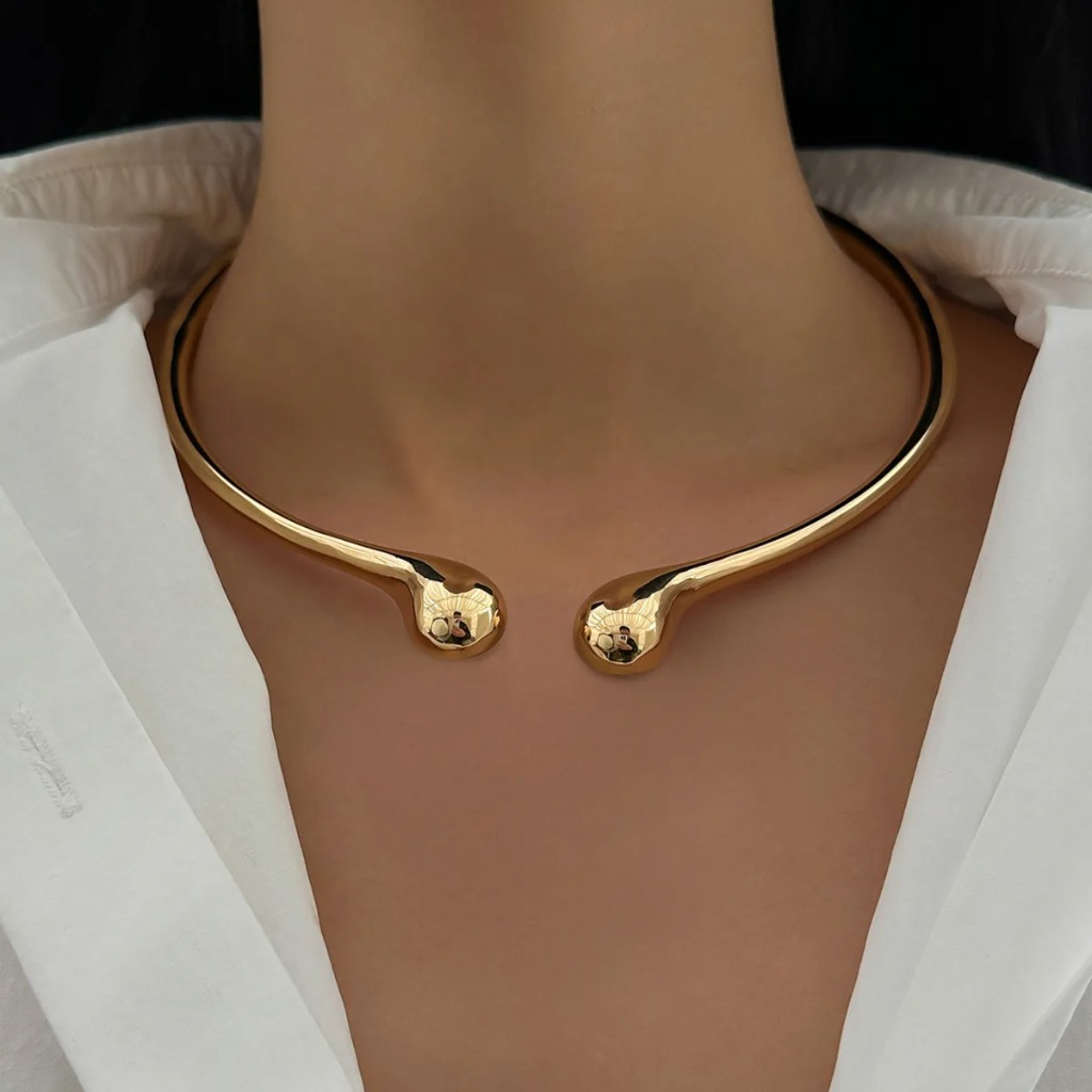 Minimalist Water Drop Choker Necklace |Golden - Image 10
