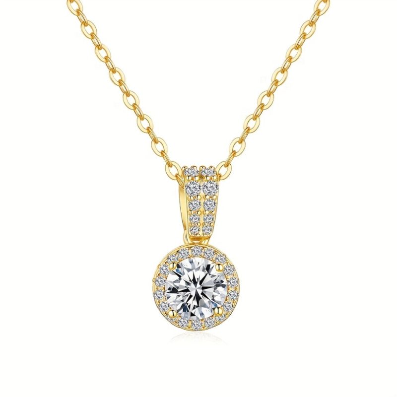 1 Ctw Morganite Pendant Necklace |Golden