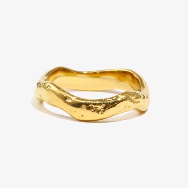 Irregularity Wave Plain Ring |Gold Plated