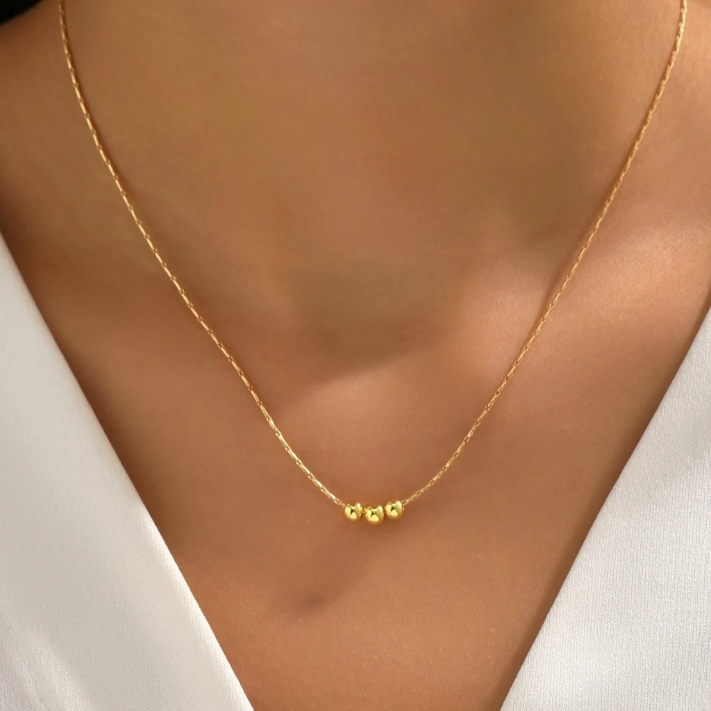 Three Golden Beans Necklaces |Gold Color - Image 2
