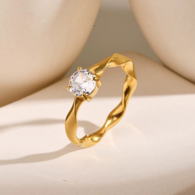 Engagement Zirconia Wedding Ring |Gold Plated