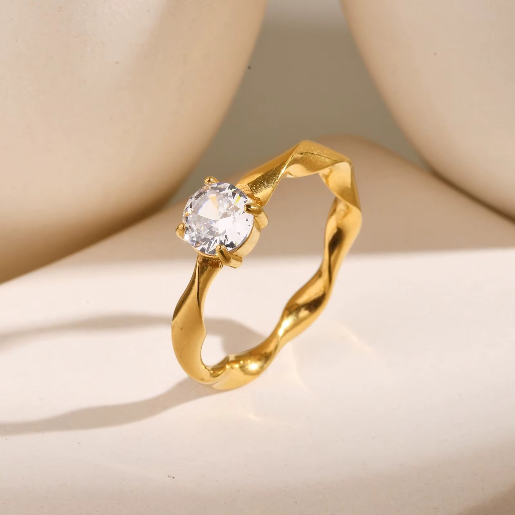 Engagement Zirconia Wedding Ring |Gold Plated - Image 2