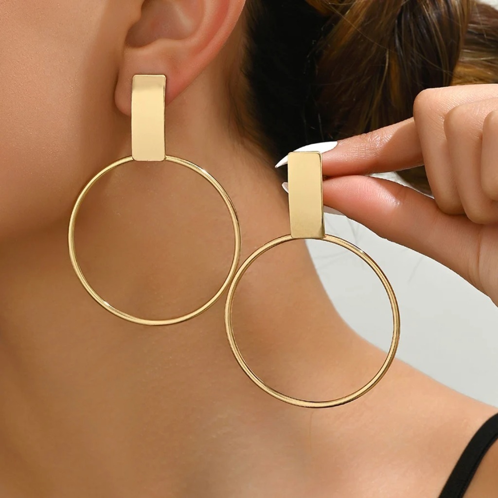Circle Ear Clips Earrings |Gold Plated - Image 3