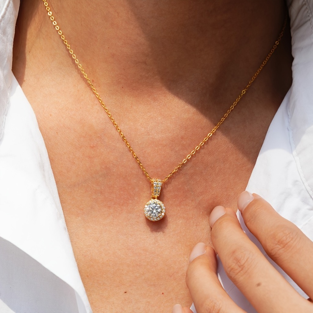 1 Ctw Morganite Pendant Necklace |Golden - Image 2