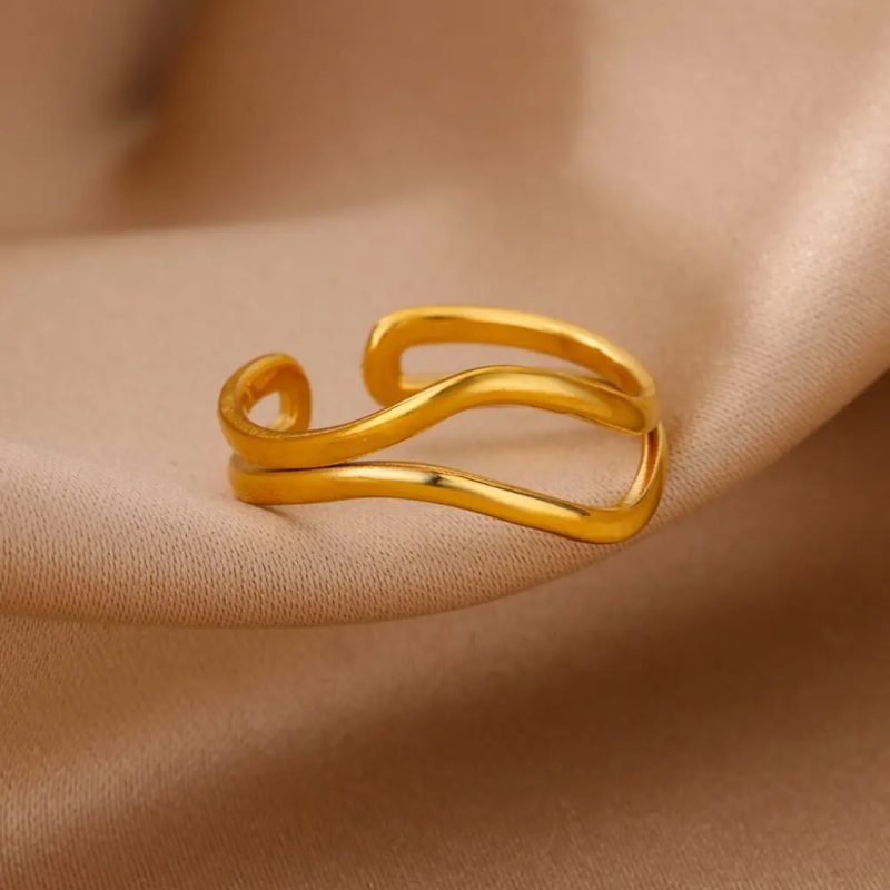 Hollow Double Layer Line Ring |Gold Color