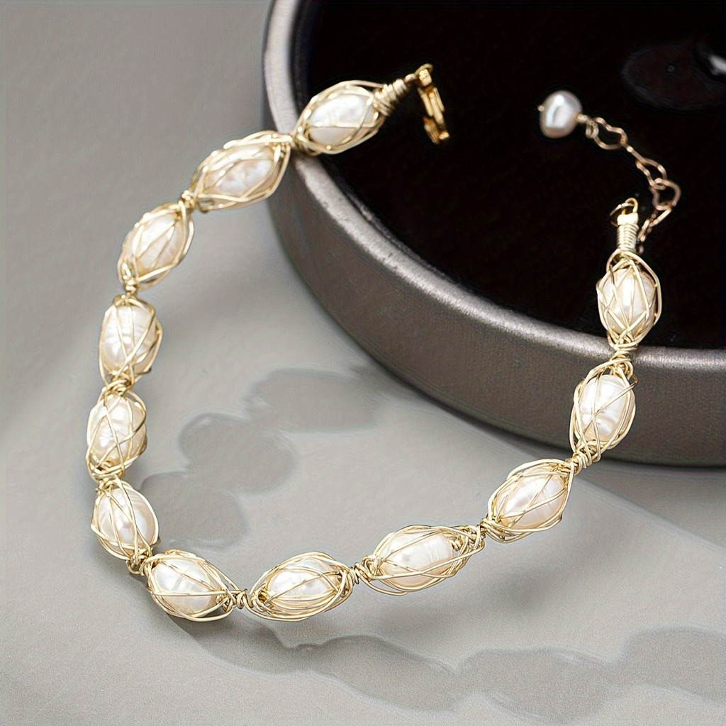 Freshwater Pearl Woven Bracelets |Gold Plated - Image 3