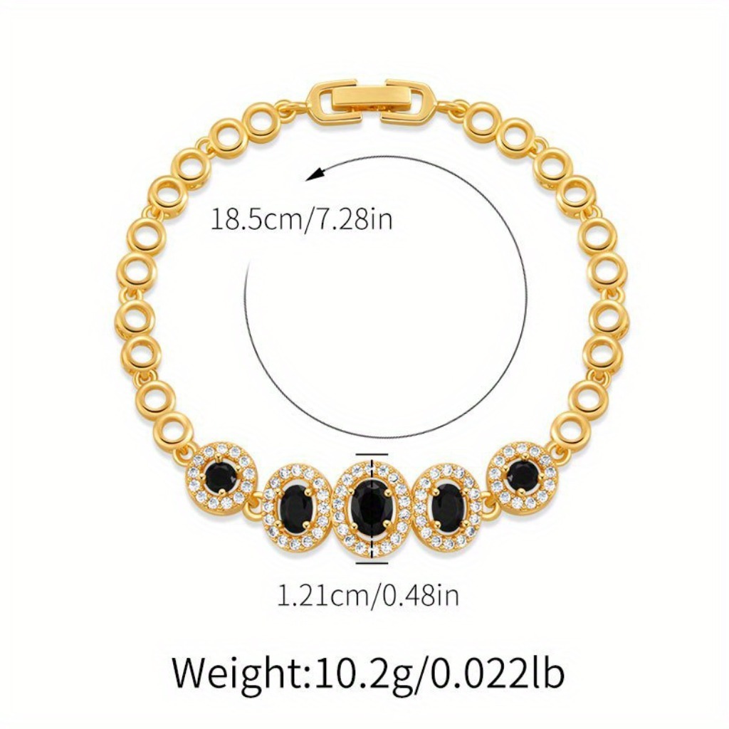 Retro Elegant Black Gemstone Bracelet | Gold Plated - Image 4