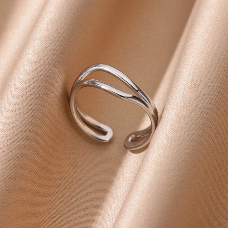 Hollow Double Layer Line Ring |Gold Color