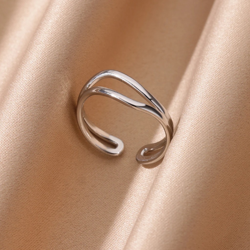 Hollow Double Layer Line Ring |Gold Color - Image 2