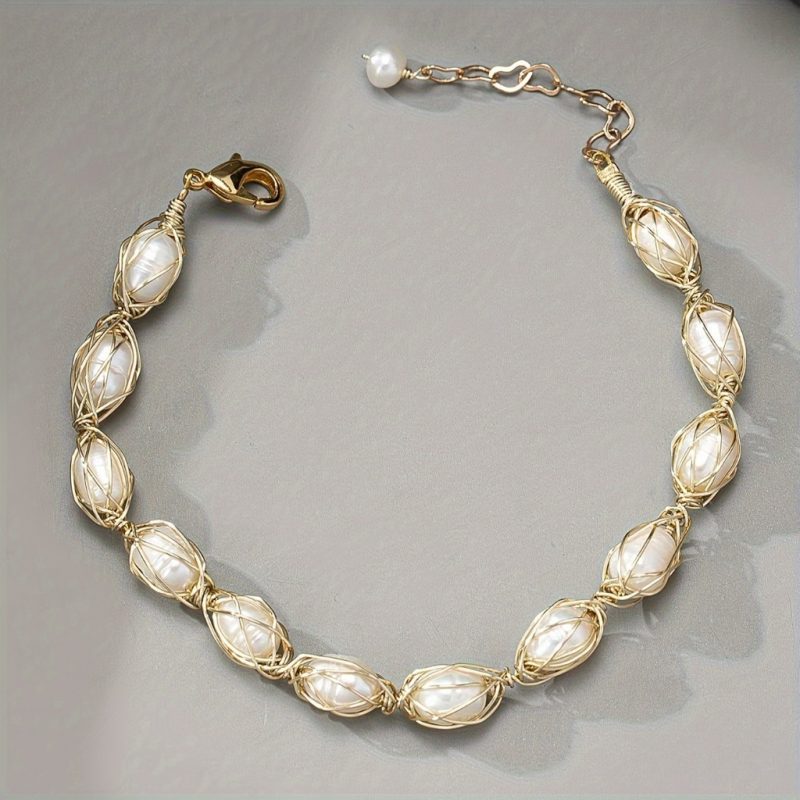 Freshwater Pearl Woven Bracelets |Gold Plated