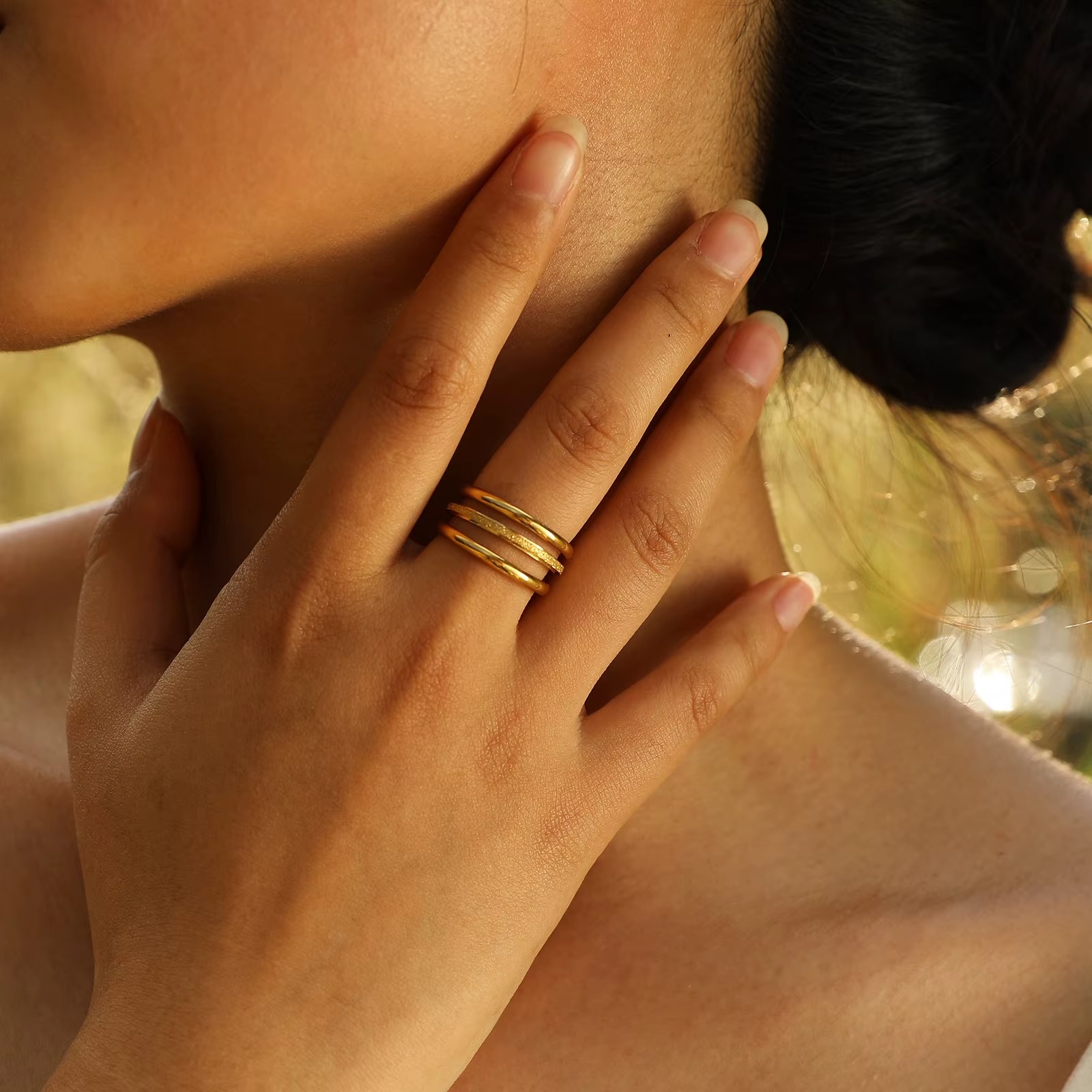 Stylish 3 PCS Sets Stacked Ring |Glod Plated - Image 2