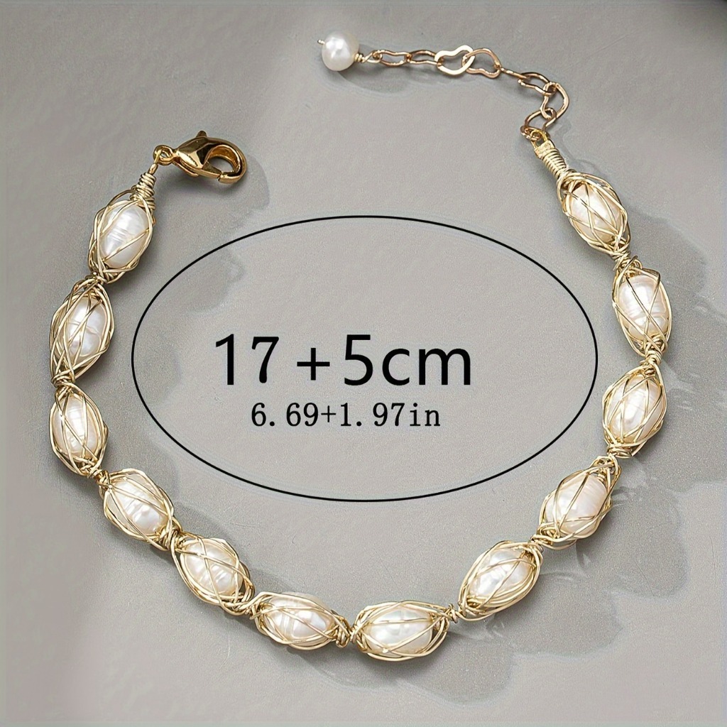 Freshwater Pearl Woven Bracelets |Gold Plated - Image 4