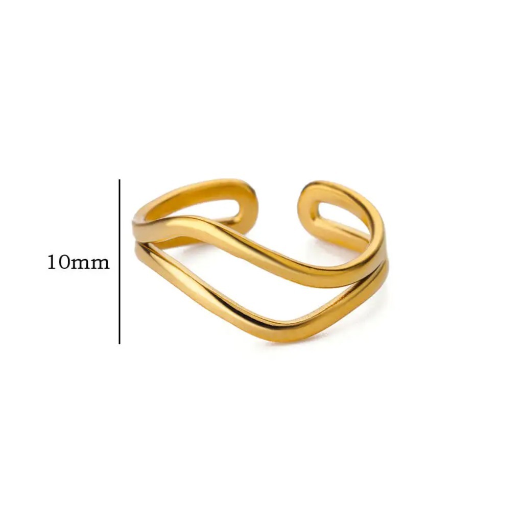 Hollow Double Layer Line Ring |Gold Color - Image 4
