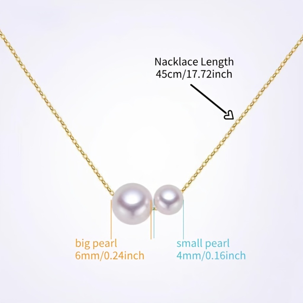 Minimalist Double Pearl Pendant |Golden - Image 3