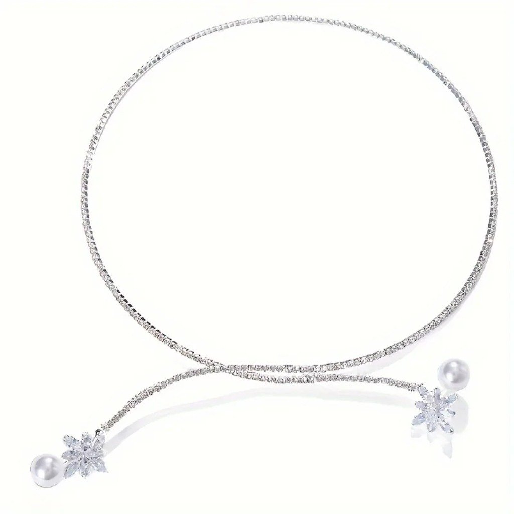 Vintage Pearl Zirconia Pendant Necklace |White - Image 6