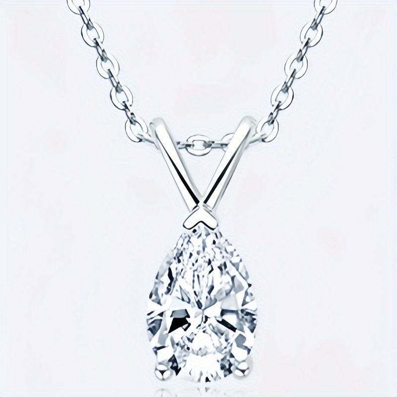 Retro Moissanite Teardrop Necklace |Silvery