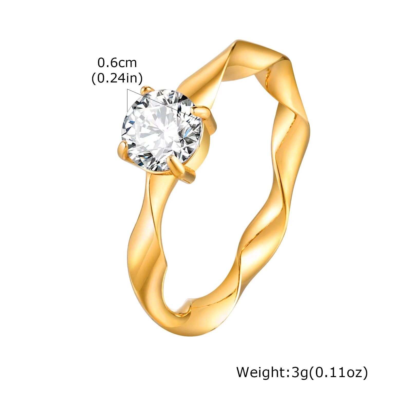 Engagement Zirconia Wedding Ring |Gold Plated - Image 5