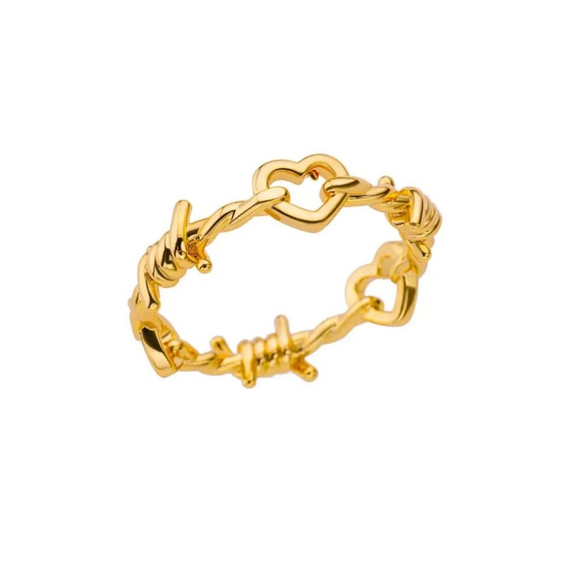 Couple Hollow Out Heart Ring |Gold Color