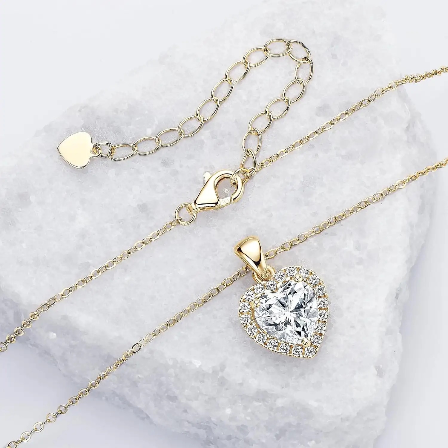 2CT Heart Moissanite Pendant Necklace |Gloden - Image 5