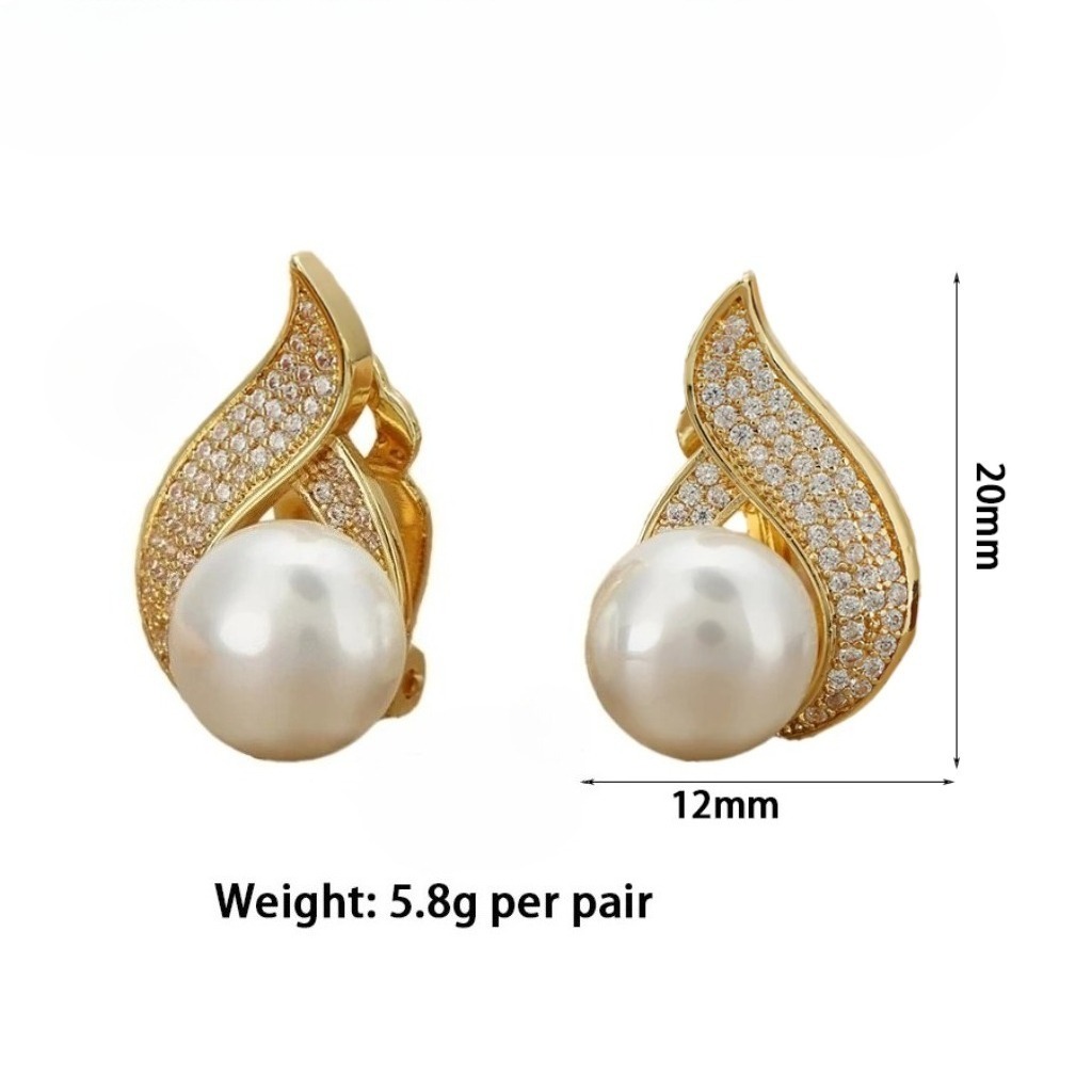 Geometric Zircon Clip on Earrings |Golden - Image 7