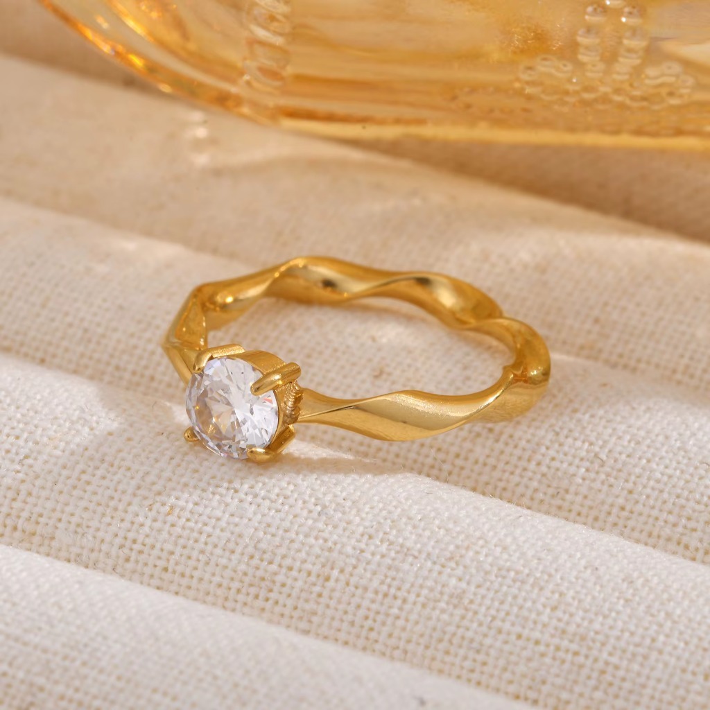 Engagement Zirconia Wedding Ring |Gold Plated - Image 4