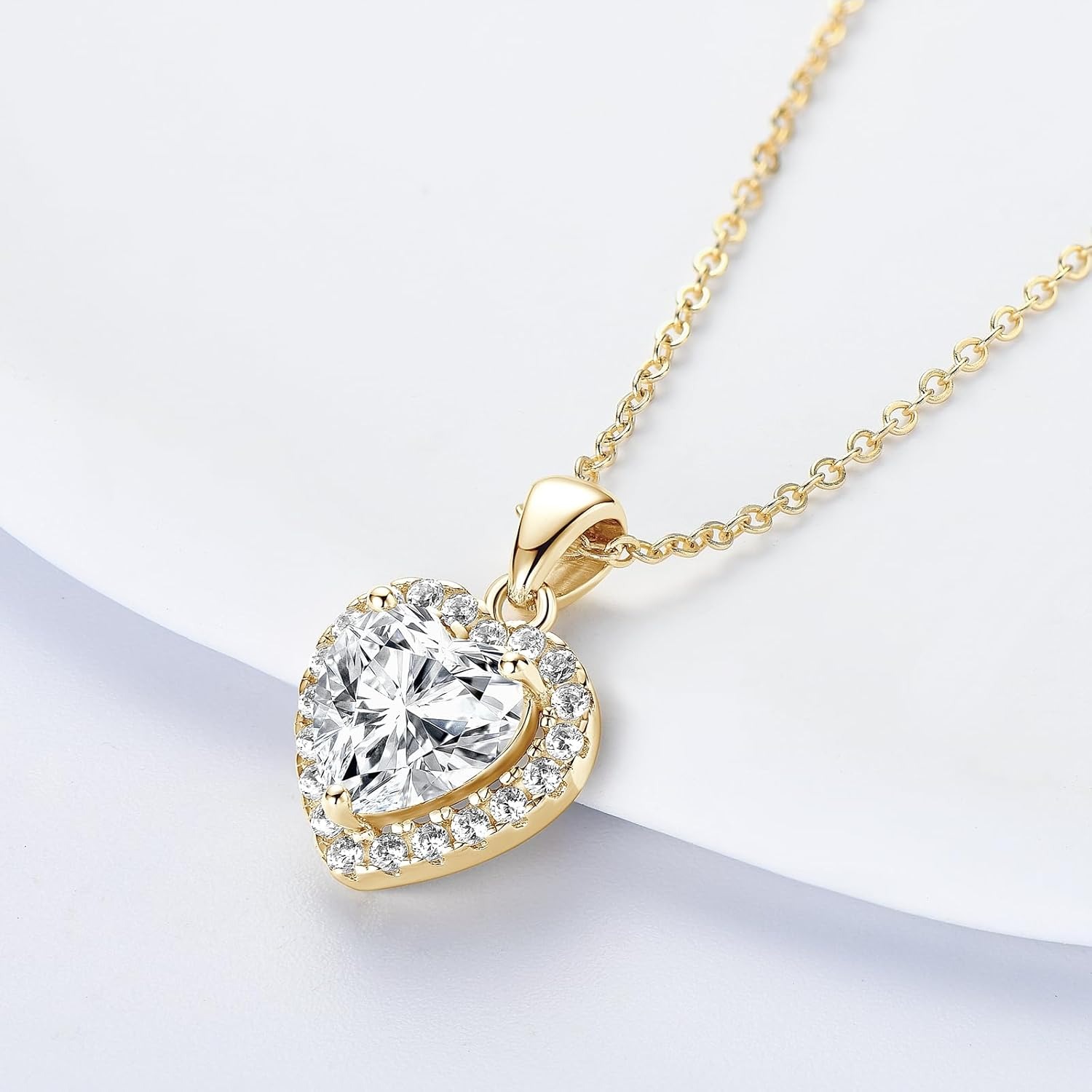 2CT Heart Moissanite Pendant Necklace |Gloden - Image 6